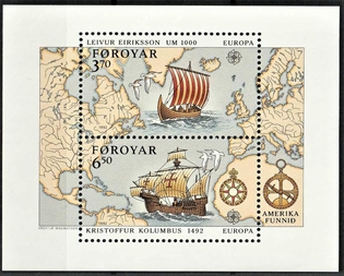 FRIMÆRKER FÆRØERNE | 1992 - AFA 225a,226a - Europamærker - Miniark flerfarvet - Postfrisk